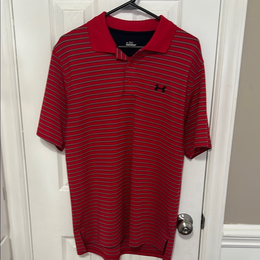 Under Armour Men's Red Striped Polo Shirt